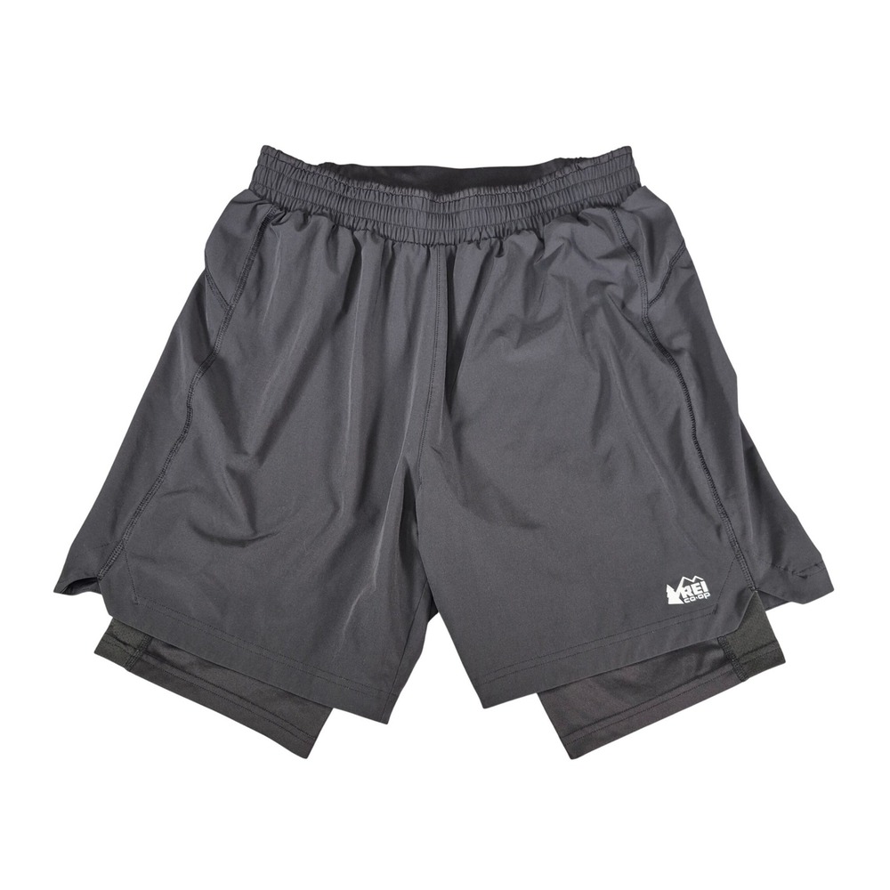 REI Co-op Mens 2-in-1 Running Shorts Black Size Medium Liner Zip Pocket